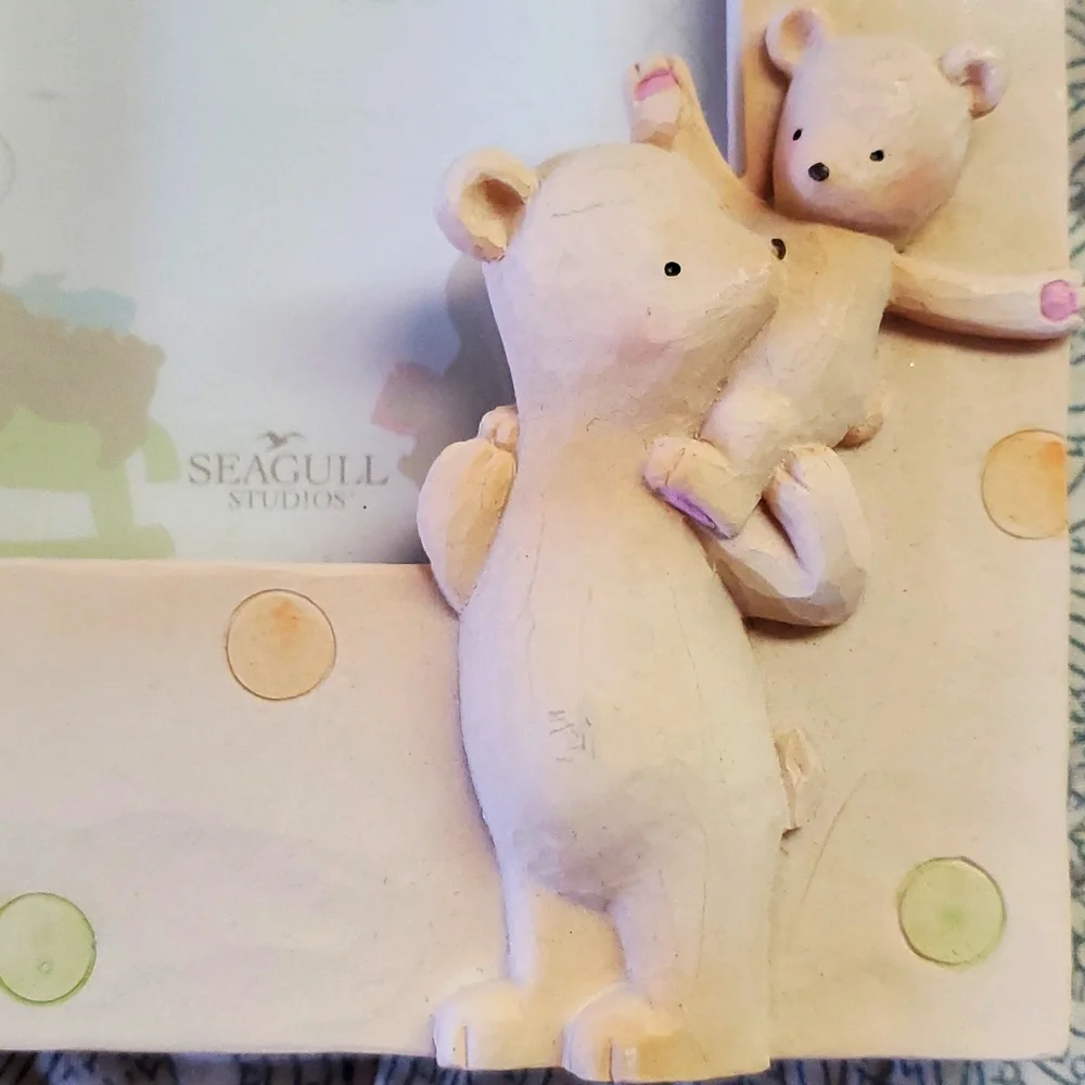 Teddy Bear Polka Dot Nursery Wall Photo Frame - Daddy & Me  - NWOT